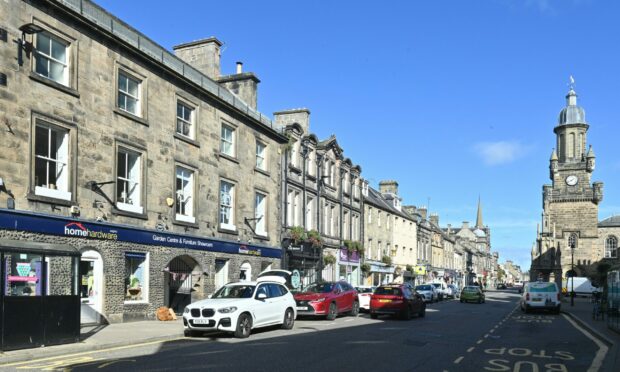 A section of Forres High Street has been cordoned off. Image: Jason Hedges/ DC Thomson.