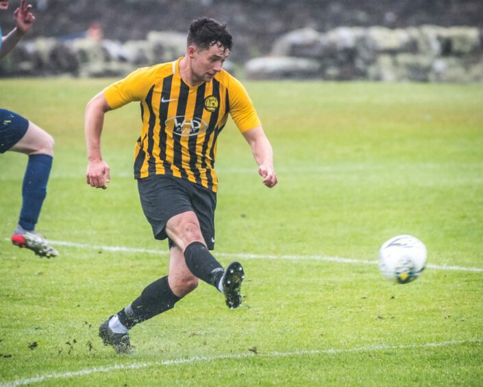 John Allan in action for Scalloway. Image: Brian Gray Photography