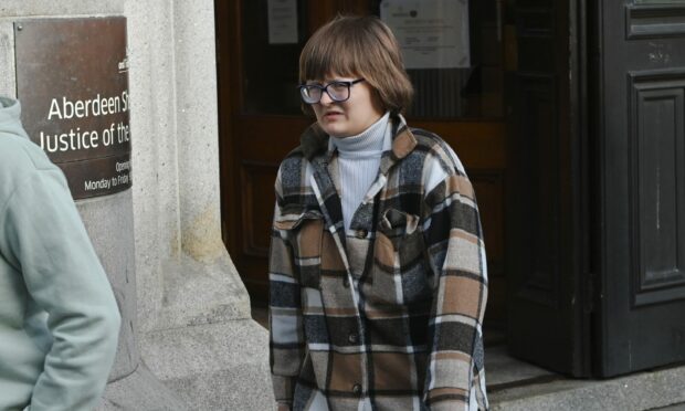Kirsty Sutherlnad outside Aberdeen Sheriff Court after being convicted of showing sexual images to children. Sutherland was registered in Stonehaven.