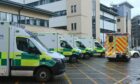 Ambulances have been forced to queue for hours outside Aberdeen Royal Infirmary. Image: Kenny Elrick/DC Thomson.