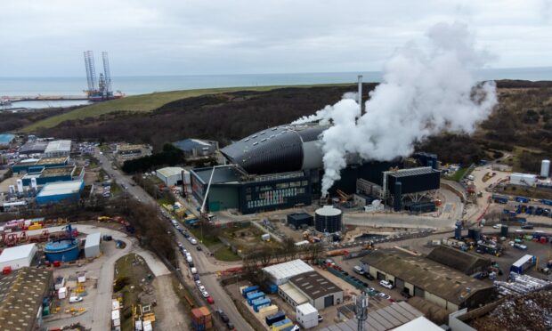 White steam can be seen coming from the incinerator site today, 
Monday, February 27th, 2023. Image: Kenny Elrick/DC Thomson
