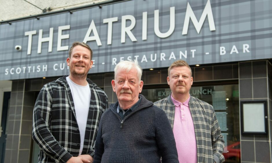  Darren, Brian and Ryan Clark in front of their new Aberdeen restaurant The Atrium.