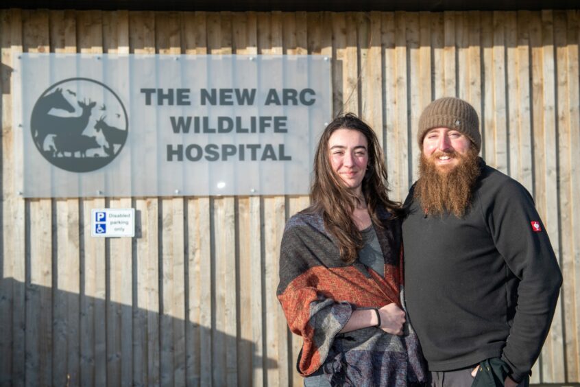 Morgane Ristic and Paul Reynolds standing outside The New Arc Wildlife Hospital