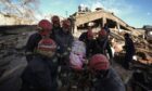 Firefighters from the north-east will join rescue teams already working to find survivors of the devastating quake. Today rescue teams evacuated a survivor from the rubble of a destroyed building in Kahramanmaras, southern Turkey. Image:  AP/Khalil Hamra
