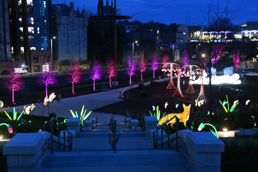 Union Terrace Gardens transformed as part of the lights festival.