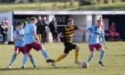 Stonehaven's Danny Anderson looks to start an attack against Dundee. Image: Darrell Benns / DC Thomson