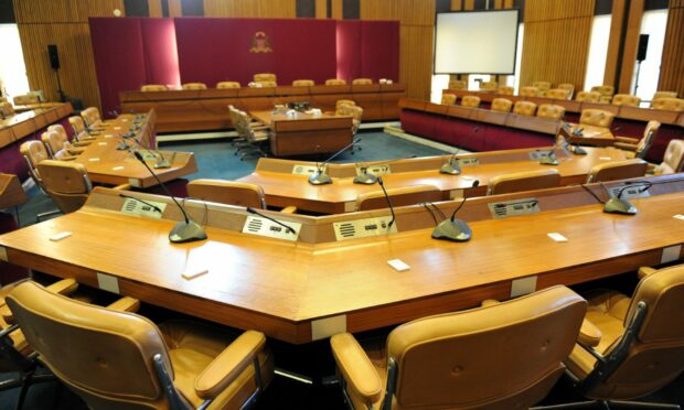 Aberdeen's councillors meet at the Town House's debating chamber. Image: Kenny Elrick / DC Thomson.