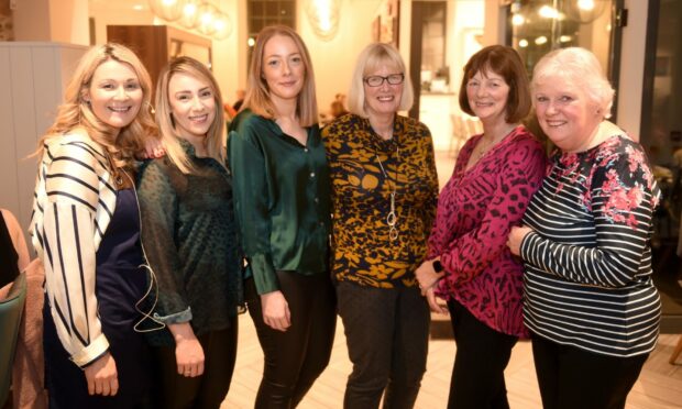 From left: Cookery demo host Sarah Rankin with Claire McQueen, Zara Brude, Pat McQueen, Val Falconer and Aileen Rankin. Image: Sandy McCook/DC Thomson