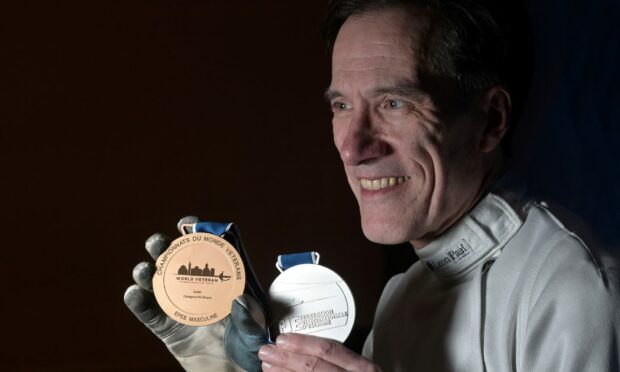 Hugh Kernohan won silver and bronze at the World Veterans' Fencing Championships in Croatia. Images: Sandy McCook/DC Thomson
