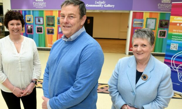 Discovery College manager Donna Booth (left) with Centred chief executive David Brookfield and deputy chief executive Annabel Mowat. Image Sandy McCook/DC Thomson