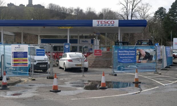 The Tesco petrol station in Elgin is now closed until March 29. Image: Sandy McCook/DC Thomson
