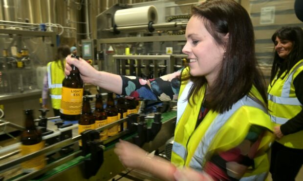 Kate Forbes, pictured with Samantha Faircliff, managing director of Cairngorm Brewery. Image: Sandy McCook/DC Thomson.