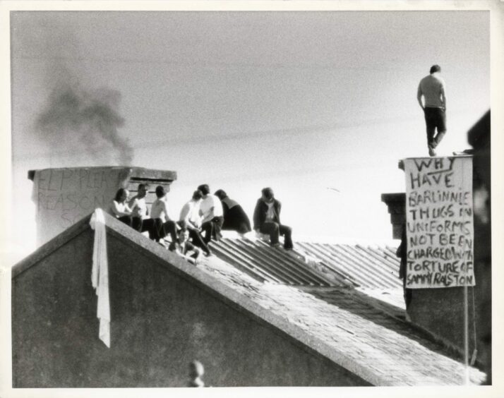 Prisoners took to the roof of Peterhead Prison in 1987.