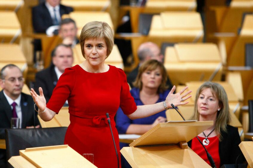 Nicola Sturgeon was sworn in as first minister on November 20 2014. That evening, Allan Angus was among her guests at Bute House. Image: Andrew Cowan/Scottish Parliament.