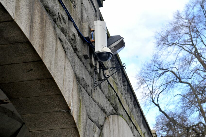 Temporary CCTV cameras were fitted in Union Terrace Gardens in Aberdeen in April 2016. Image: Heather Fowlie/DC Thomson.