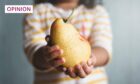 I was left with egg - or should I say pear on my face - when my daughter sneezed and revealed she had indeed stuck a stalk up her nose. Image: Shutterstock/DC Thomson