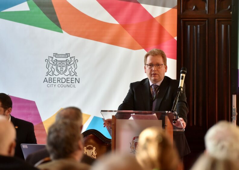 Aberdeen City Council chief finance officer Jonathan Belford briefed councilllors on a forecast £53m hole in the local authority's budget for the coming financial year. Image: Scott Baxter/DC Thomson.