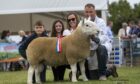 RHS champion: Jonnie Campbell with wife Christine, children Ross and Ailsa, and their shearling tup which stood champion last year.