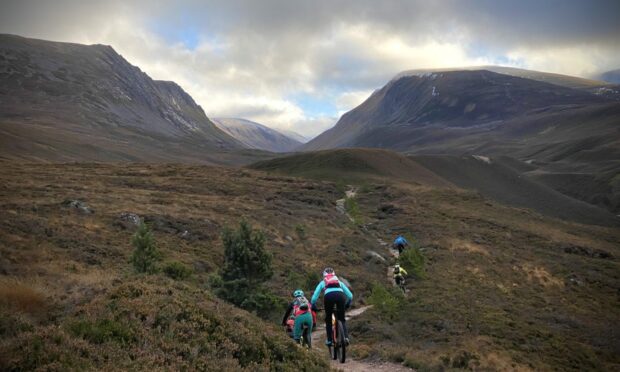 Cyclists in the Scottish Highlands for BikeMore Cycling Festival.