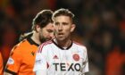 Aberdeen defender Angus MacDonald during the 3-1 win over Dundee United at Tannadice. Image: Shutterstock