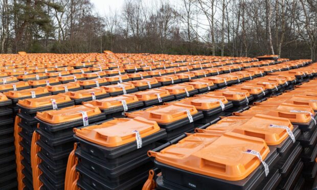 20,000 new bins will be rolling out to Aberdeenshire households, in the first wave of introducing a three-bin, three-week waste collection cycle in the region. Image: Aberdeenshire Council.