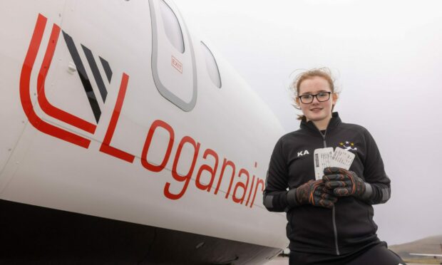 Katie Anderson 16, from Burra fly from Shetland to Dundee for specialist goalkeeper training. Image: Big Partnership.