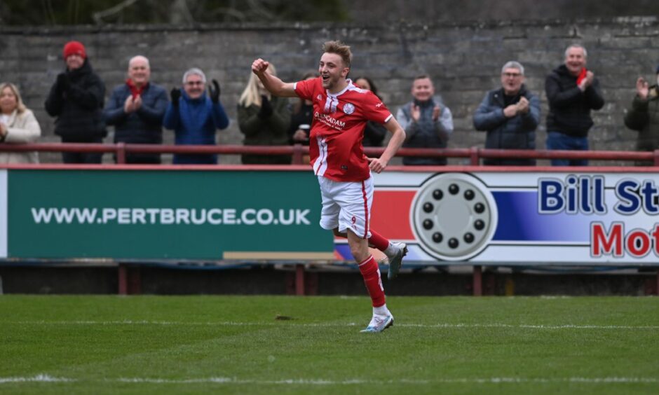 Brechin City striker Grady McGrath was in lethal form against Wick Academy. Image: Darrell Benns/DC Thomson