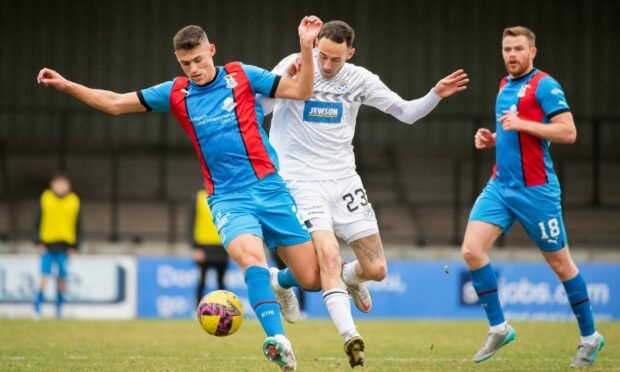 Caley Jags defender Wallace Duffy in action in his side's 2-1 league win at Ayr United on Saturday. Image: SNS Group