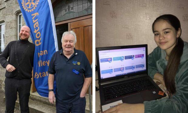 Erik Avetisov and Gary Macalister from Ythan Valley Rotary Club in Aberdeenshire have been helping Ukrainian children get laptops. Image: Big Partnership.