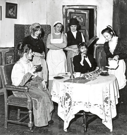 1974 - Dress rehearsal of An Edwardian Entertainment, a production from Aberdeen College of Education’s drama department.