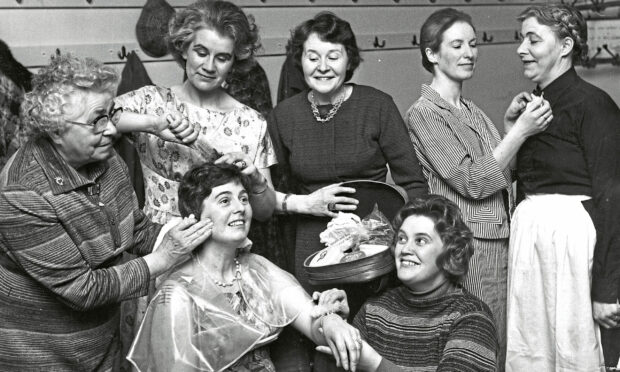 1978 - Members of the Strichen WRI team who were taking part in the Aberdeenshire Federation SWRI Drama Festival at Inverurie Town Hall were, from left, Chrissie Simpson, Cynthia Beaton, Pat Imray, Doreen Brown and Mabel Forman; and, front, Fay Brydon, left, and Irene Marshall.