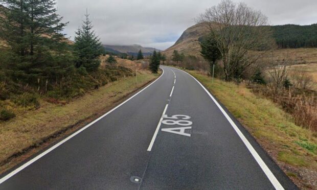 The A85 road near to Dalmally.