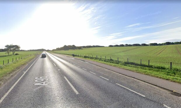 The A96 Aberdeen to Inverness road was closed at Forres following a single-vehicle crash.  Image: DC Thomson.