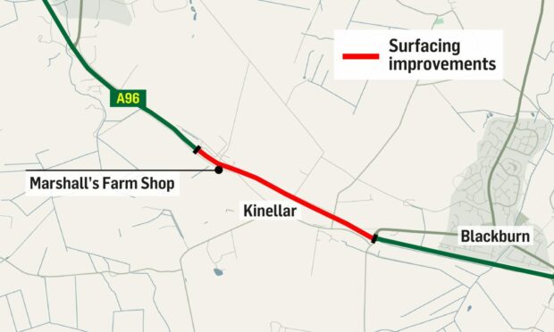 The overnight roadworks will be taking place near Kinellar. Image: Clarke Cooper/ DC Thomson.