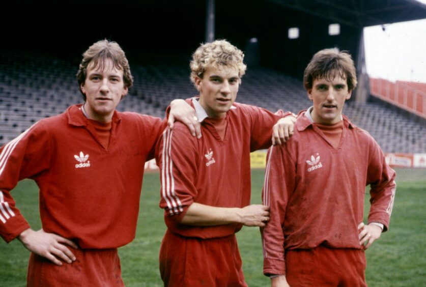 Dons players, (left to right), Neil Simpson, Neale Cooper and Peter Weir. Image: DC Thomson.
