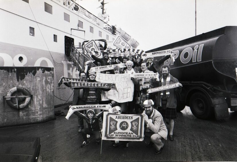 The supporters painted the decks red of the St Clair in 1983. Image: DC Thomson.
