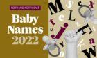Top baby names Scotland 2022 illustration with letters and baby