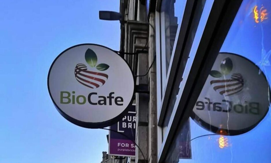 BioCafe sign.
