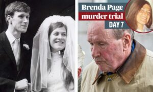 Christopher Harrisson, right, arrives at the High Court in Aberdeen. Left: Harrisson and Brenda Page on their wedding day in 1972.