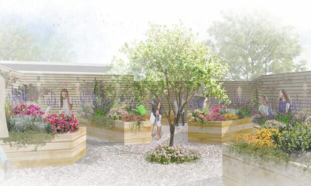 The new garden space will feature an outdoor waiting room for patients. Image: NHS Grampian.