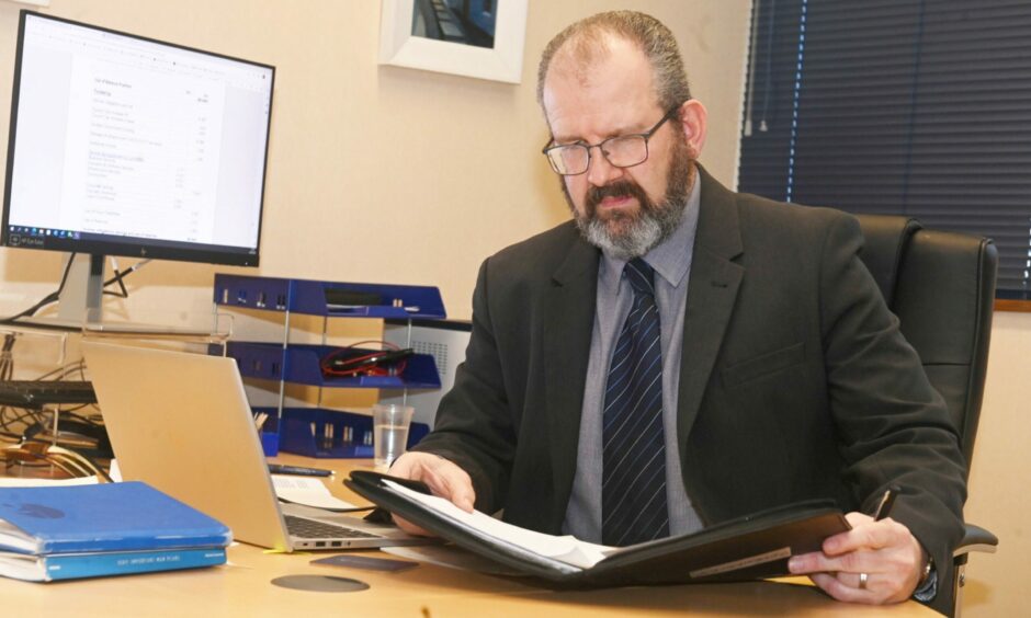 Leader Mark Findlater warns Aberdeenshire Council "can't keep going like this" - as councillors meet to agree £67m in cuts on Thursday. Image: Chris Sumner/DC Thomson.