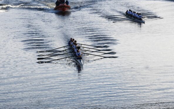 Aberdeen Uni pull clear of rivals RGU in the 2023 Boat Race.
Image: Chris Sumner/DC Thomson