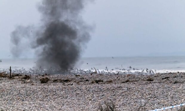 A bomb was exploded in Spey Bay. Image: Brian Smith.