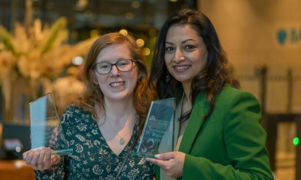 l-r Caroline Laurenson and Beena Sharma who were both winners at the AccelerateHER Awards. Image: Bill Shaw