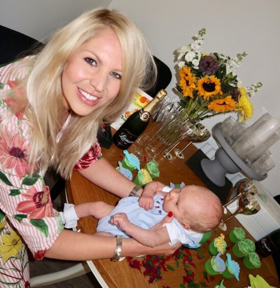 Emily with her newborn son Oliver.