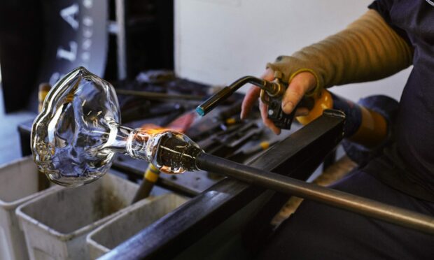 A glass decanter being crafted at Glasstorm. Image: Christina Kernohan.