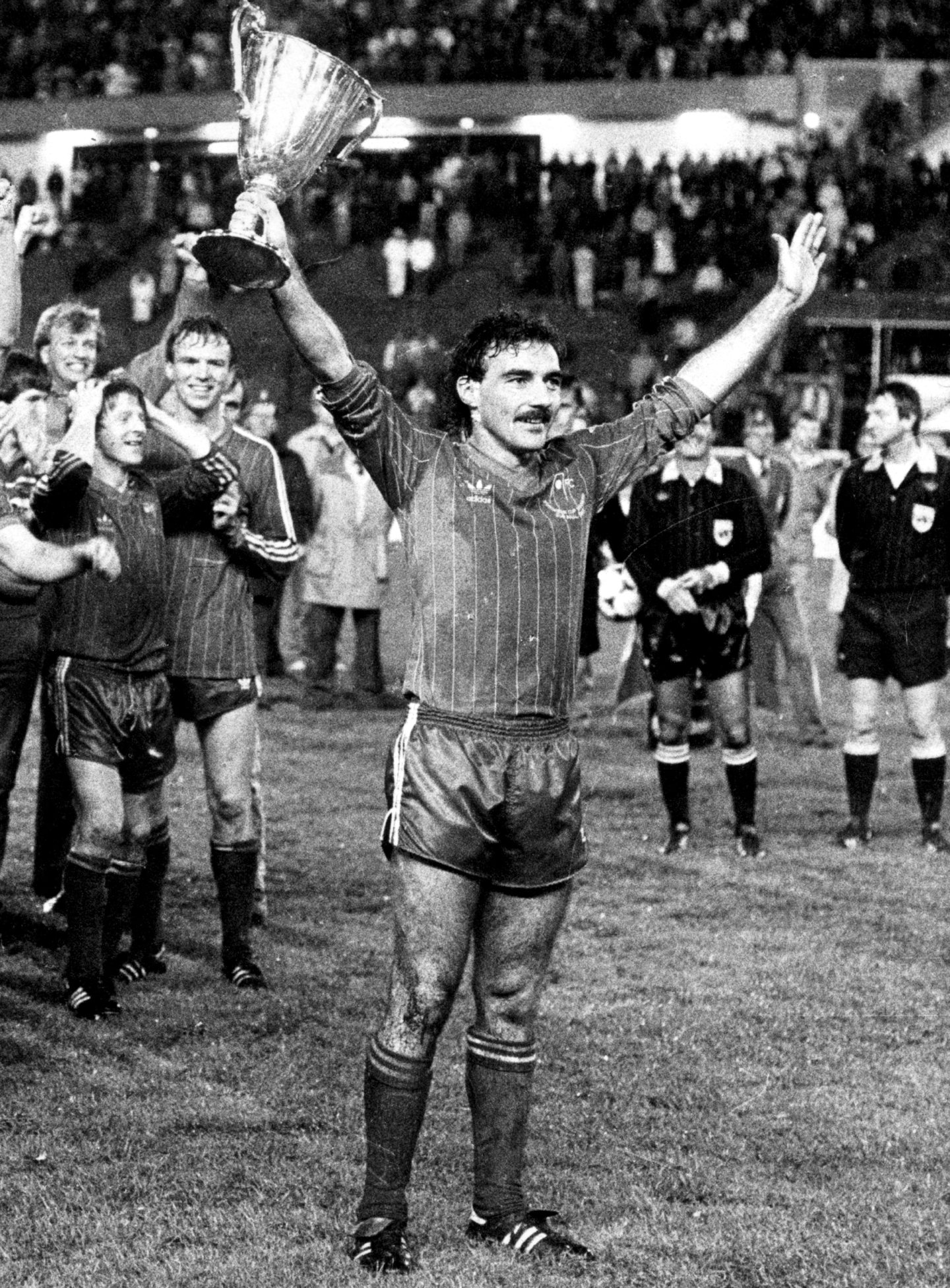 Who could forget this famous image from 1983 of Willie Miller celebrating? Image: DC Thomson.