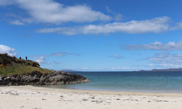 Image shows a beach in Arisaig.