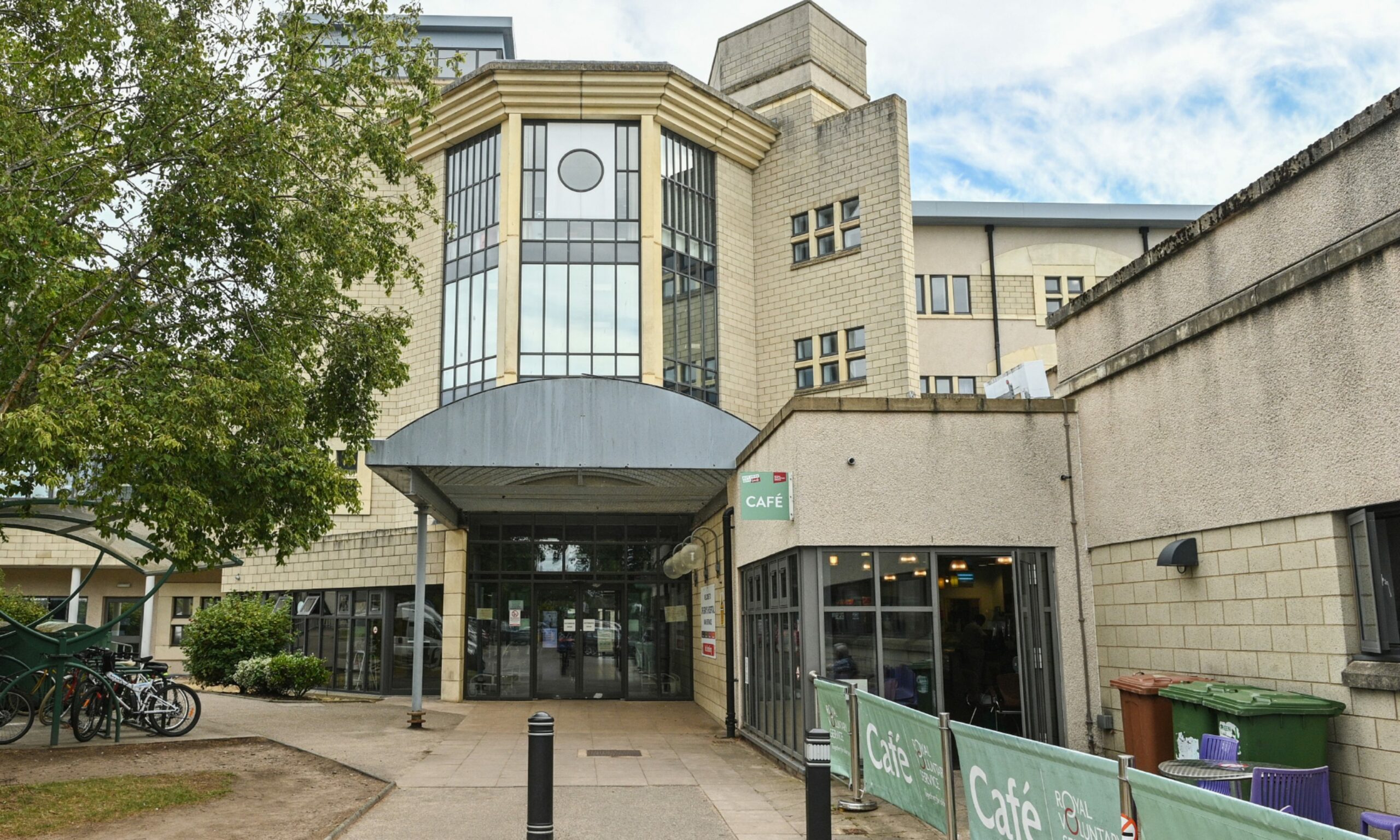 View of main entrance at Dr Gray's hospital. 