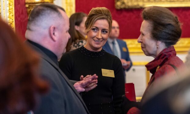 Julie Innes was given her commendation by Princess Anne. Image: Scottish Prison Service